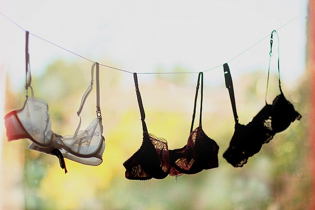 bras hanging dry