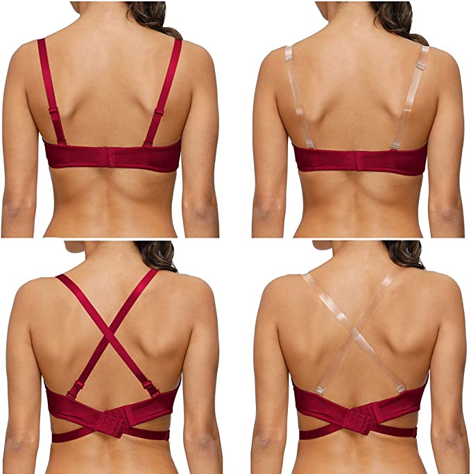 woman wearing a multiway bra in four different ways