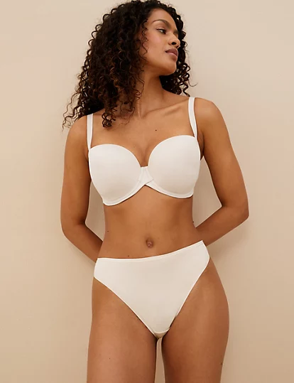 woman wearing wired padded multiway bra large cup